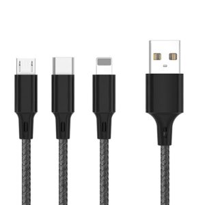 Cabo USB-A 2.0 Macho p/ Lightning/USB-C/MicroUSB 6A - (TGL2)