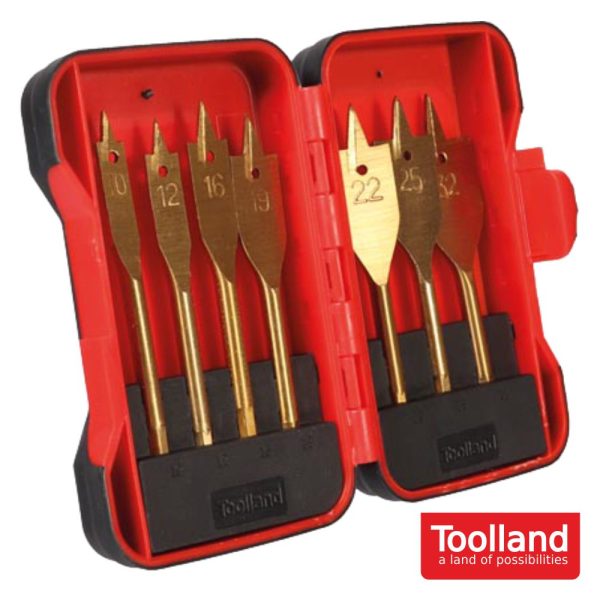 Conjunto De 7 Brocas Planas Madeira 10~32mm TOOLLAND - (TL78002)