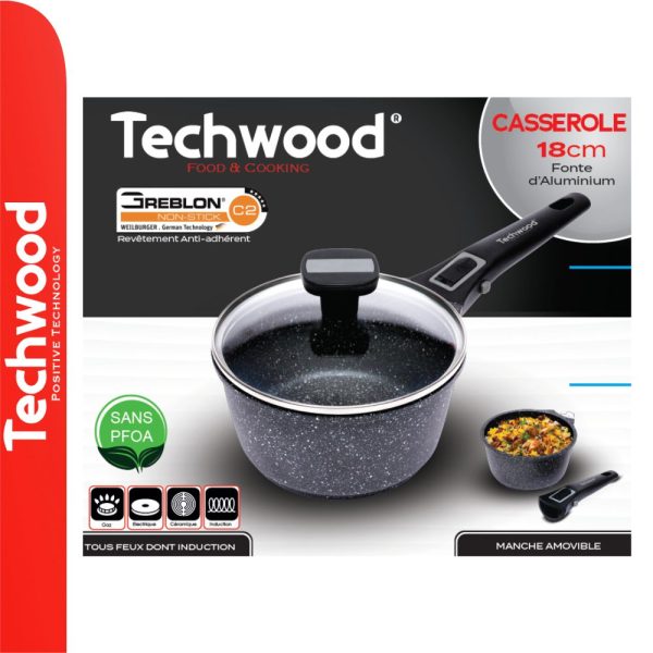 Caçarola Ø18cm Inox C/ Tampa Vidro Ménage TECHWOOD - (TP-18CA)