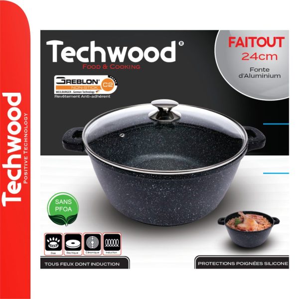 Panela Ø24cm Inox C/ Tampa Vidro Ménage TECHWOOD - (TP-24FT)