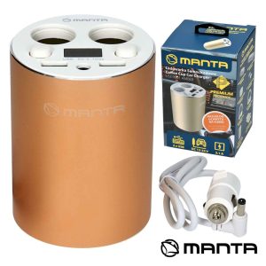 Adaptador C/ 2 Ficha Isqueiro/ 2 USB 5V 3.1A MANTA - (USC9001)