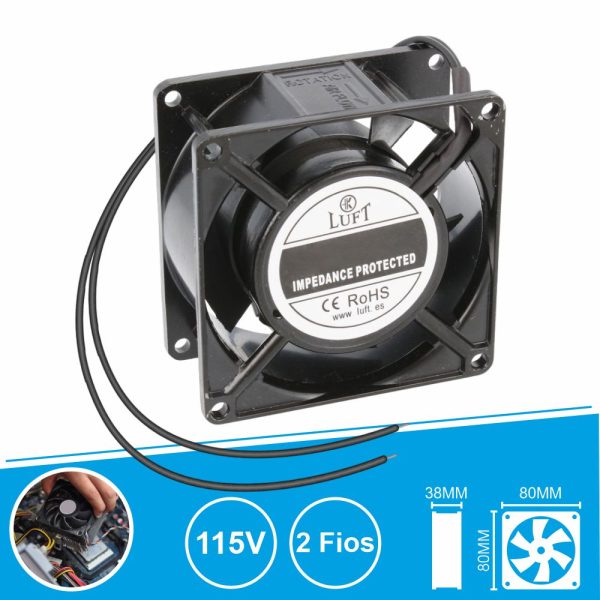 Ventoinha 115V 80x80x38mm 2 Fios KLA115AP080ASWS LUFT - (VEN8038/115A)