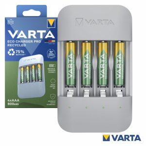 Carregador PRO pilhas AA/AAA C/ 4x AAA 800mAh 56813 VARTA - (VHR03-A800/CHR4)