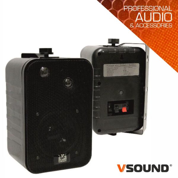 Conjunto De 2 Colunas Abs 4" 10W Pretas VSOUND - (VSS410P)