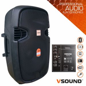 Coluna Amplificada 15" USB/BT/SD/FM/BAT MIC S/ Fios VSOUND - (VSSE15PM)