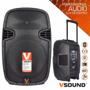 Coluna Amplificada 12" 500W USB/BT/SD/Bat/2xMIC UHF VSOUND - (VSSPORT12V)