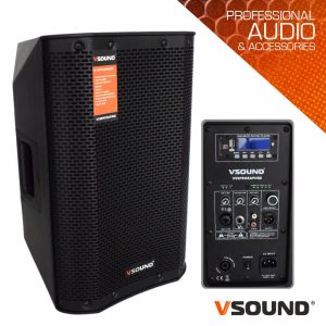 Coluna Bi-Amplificada PRO 8" USB/SD/FM/BT 300W VSOUND - (VSSPRO8APUSB)