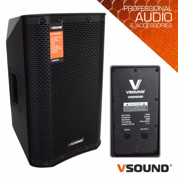 Coluna Profissional Passiva 8" 300W VSOUND - (VSSPRO8P)