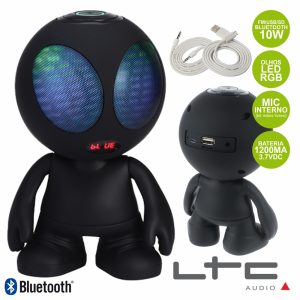 Coluna Bluetooth Alien Wiki 10W FM/USB/SD Bat Mic Preto Ltc - (WIKI-BK)