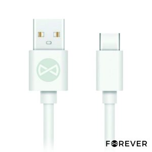 Cabo USB-A 2.0 3A Macho / USB-C Branco 1m FOREVER - (CUSBC-06WH)