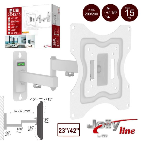 Suporte Lcd/LED 27/42" 15kg Vesa 200/200 C/ 2 Braços Jolly - (ELB-2342/3W)