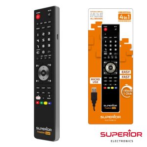 Comando TV Programável FREEDOM C/ USB - (FREEDOM-USB4:1BK)