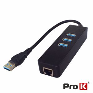 Hub USB-A C/ 3x USB 3.0 / 1x RJ45 1Gbps PROK - (HUBUSBA301)