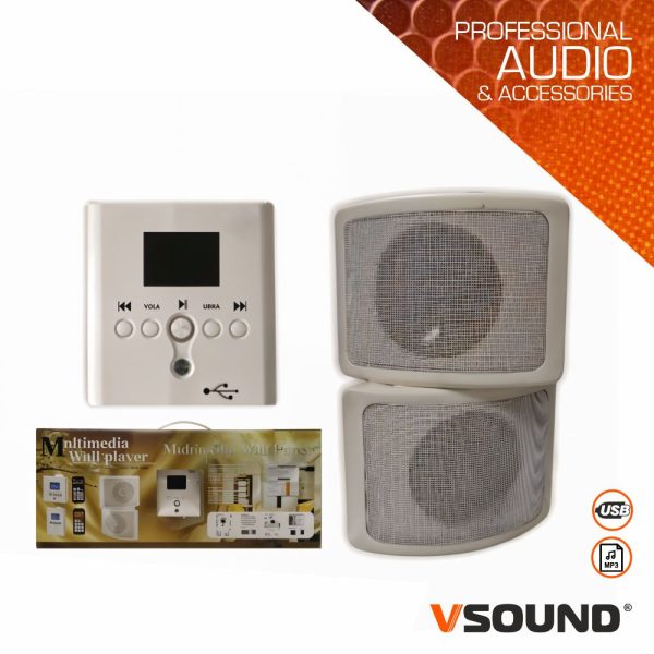 Pack Amplificador Mp3 Com 2 Colunas VSOUND - (KWALLMP3)