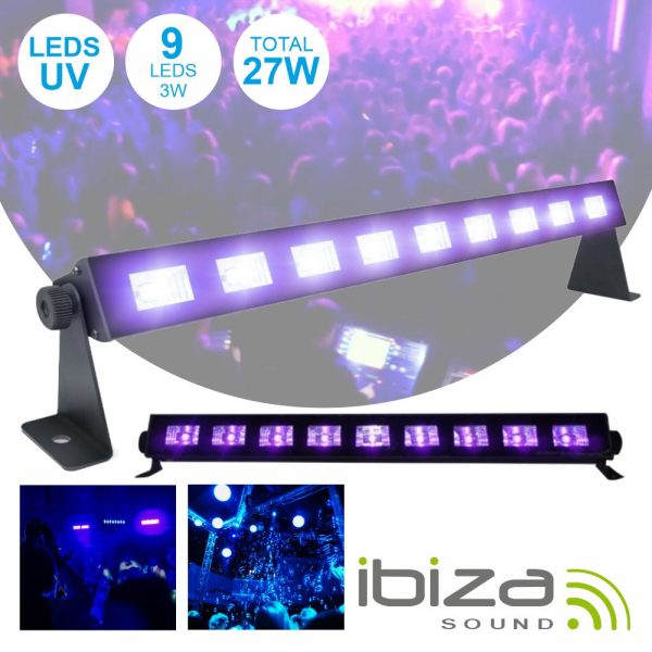 Barra LEDS UV C/ 9 LEDS UV 3W E Suporte IBIZA - (LED-UVBAR)