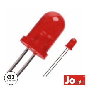 LED 3mm Alto Brilho Vermelho Difuso Jolight - (LL0310R-D)