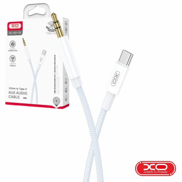 Adaptador USB-C Macho P/ Jack 3.5mm Macho Branco/Azul XO - (NB-R211B-WHBL)