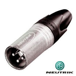 Ficha XLR 3p Macho Niquelada C/ Guarda Cabo Neutrik - (NC3MXX)