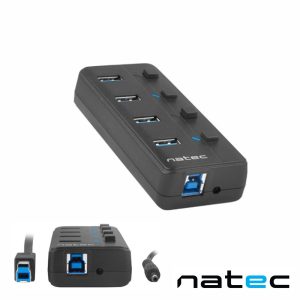 Hub USB 3.0 C/ 4 Portas Interruptores Individuais NATEC - (NHU-1557)