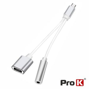 Adaptador USB-C Macho P/ USB-C / Jack 3.5mm PROK - (PK-USBC/JACKUSBC)