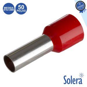 Terminal Ponteira Isolado Ø10X12mm 50x Vermelho SOLERA - (SLR-TE-1012R/50)