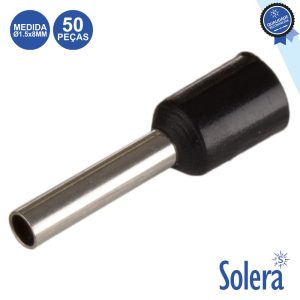 Terminal Ponteira Isolado Ø1.5x8mm 50x Preto SOLERA - (SLR-TE-1508N/50)