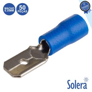 Terminal Faston Macho Isolado 6.35mm Azul 50x SOLERA - (SLR-TL25A/50)