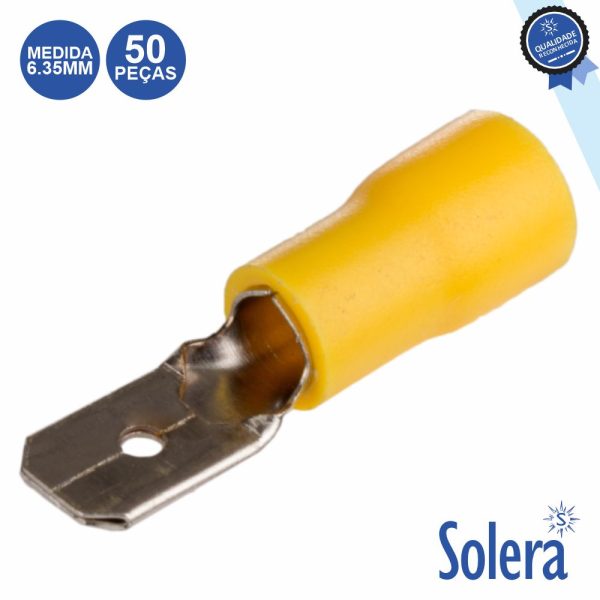 Terminal Faston Macho Isolado 6.35mm Amarelo 50x SOLERA - (SLR-TL60AM/50)