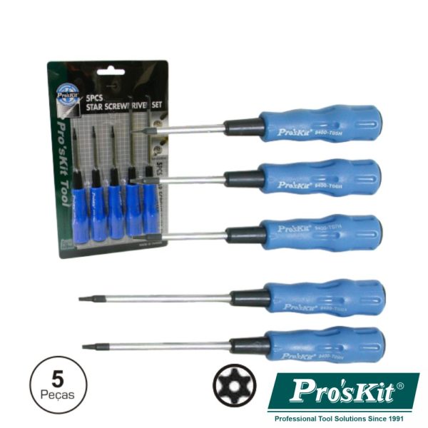 Conjunto De 5 Chaves Torx C/ Furo PROSKIT - (SW-2125H)