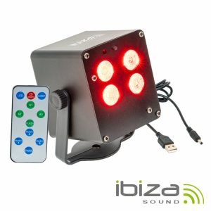 Projetor Luz C/ 4 LEDS 3W RGB Wash A Bateria C/ Comando - (TINYLED-RGB-WASH)