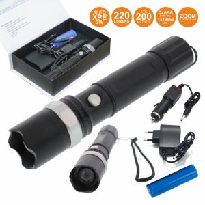 Lanterna LED XPE 3W 3 Níveis Luz Recarregável Zoom 220LM - (TORCH-FOCUS)