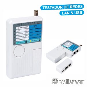 Testador De Cabos Rede Lan/USB USB-A USB-B Bnc RJ45 RJ10 - (VTLAN7)