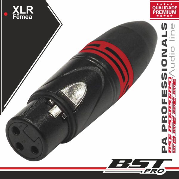 Ficha XLR 3p Fêmea Niquelado BSTPRO - (XLR-FHQ)