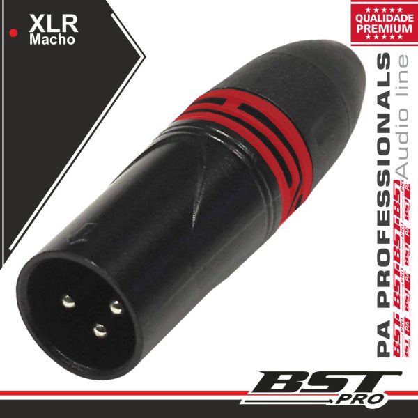 Ficha XLR 3p Macho Niquelado BSTPRO - (XLR-MHQ)