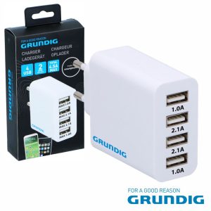 Alimentador Comutado 4 USB  22.5W Branco GRUNDIG - (18796)