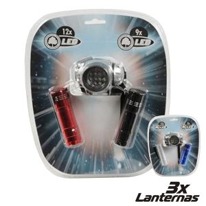 Conjunto 3 Lanternas 2 X 9 LEDS + 1 X 12 LEDS - (27146)