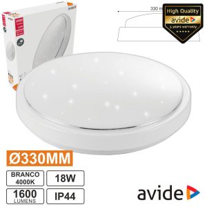 Aplique LED Redondo 18W 330mm 4000k 1600lm Alice AVIDE - (ACLO33NW-18W-AL)