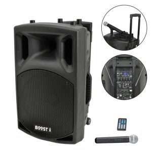 Coluna Amplificada 12" 700W USB/BT/SD/BAT VHF Preta BOOST - (BOOST120VHF-BT)