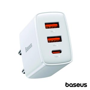 Alimentador Comutado 2 USB-A / 1 USB-C PD 30W Branco BASEUS - (CCXJ-E02)