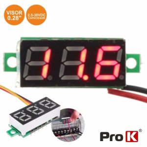 Voltimetro Digital LED Vermelho 2.5v-30Vdc PROK - (DIGIVOL30A)