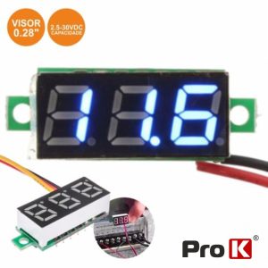 Voltimetro Digital LED Azul 2.5v-30Vdc PROK - (DIGIVOL30B)