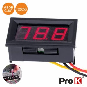 Voltimetro Digital LED Vermelho 0v-99.9Vdc Painel PROK - (DIGIVOL90A)