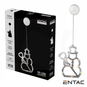 Boneco Neve Decorativo C/ Ventosa 10 LED 3000K A Pilhas AAA - (ECL-10-WLD-SM)