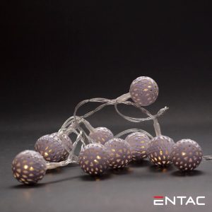 Luzes de Natal 10 LED 3000K Esferas Metal a pilhas 1m ENTAC - (ECL-MB-10WW)