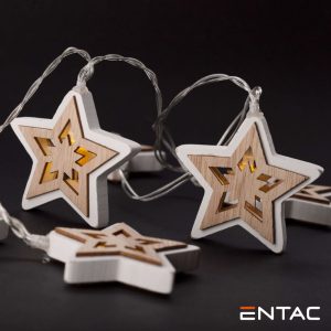 Luzes de Natal 10 LED Estrelas Madeira a pilhas 1.65m ENTAC - (ECL-WS-10WW)