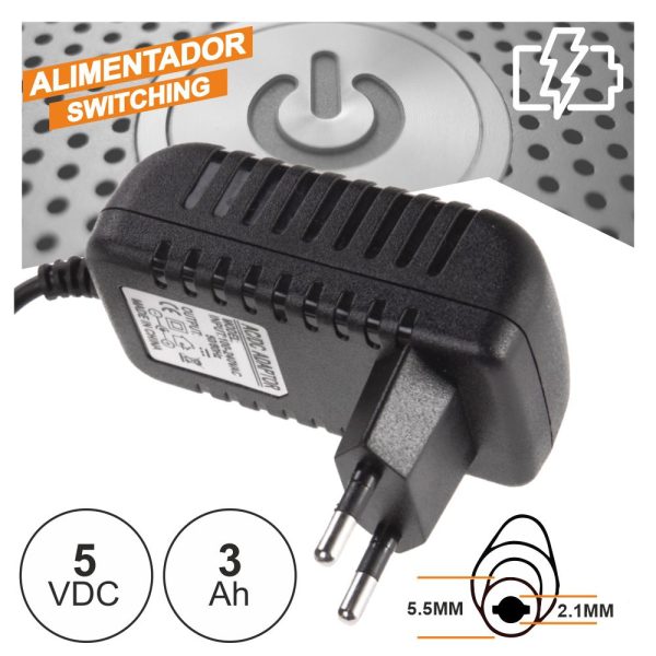 Alimentador Switching C/ Ficha DC 5V 3A - (FAS5V3A(H))