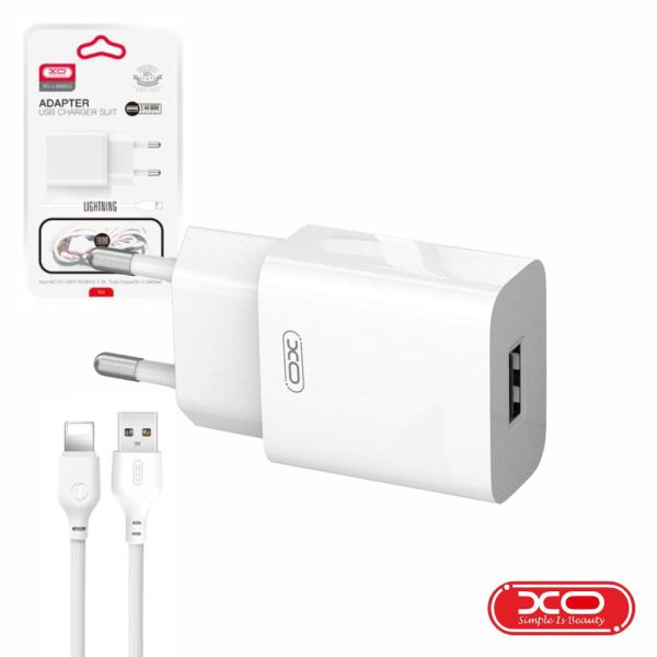 Alimentador USB-A 2.4A Branco + Cabo USB-A P/ Lightning XO - (L99-LIGHTNING-WH)