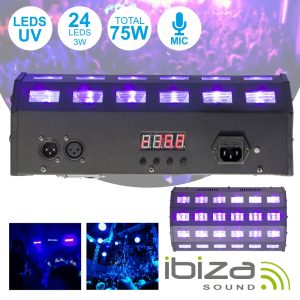 Barra LEDS UV C/ 24 LEDS UV 3W E Suporte IBIZA - (LED-UV24)