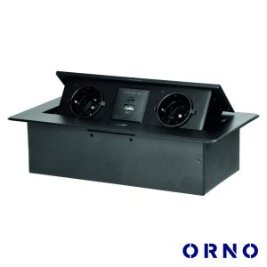 Tomada Elétrica Encastrar 2x Schuko 2x USB Preta ORNO - (OR-GM-9034(GS)/B)