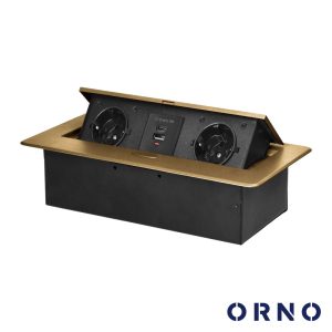 Tomada Elétrica Encastrar 2x Schuko 2x USB Dourado ORNO - (OR-GM-9034(GS)/C)